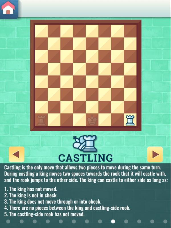Chess Grandmaster Castling Movement Instructions Screenshot.
