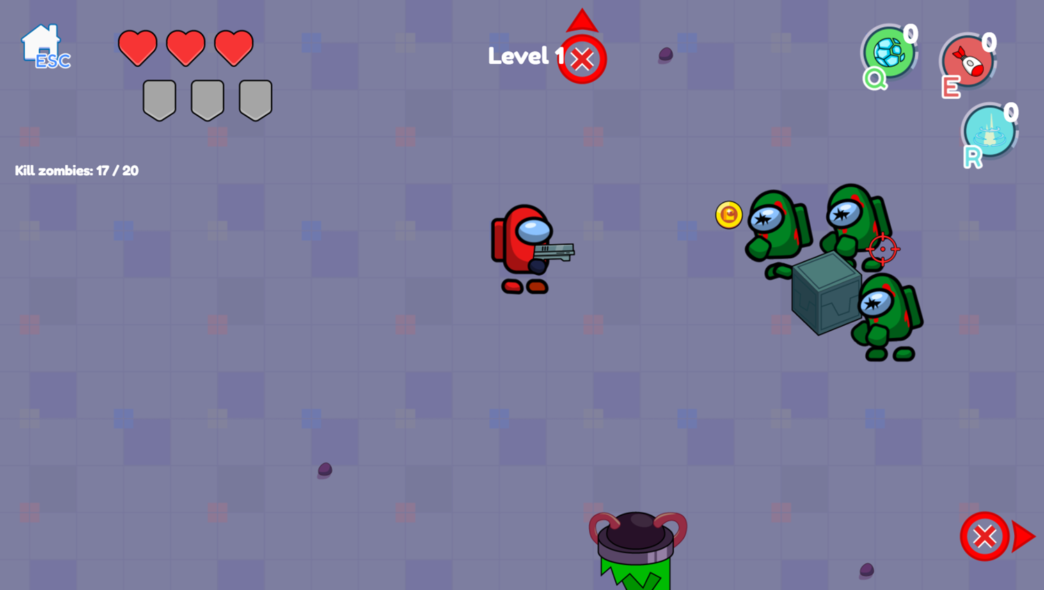 Impostor vs Zombies Game Play Screenshot.