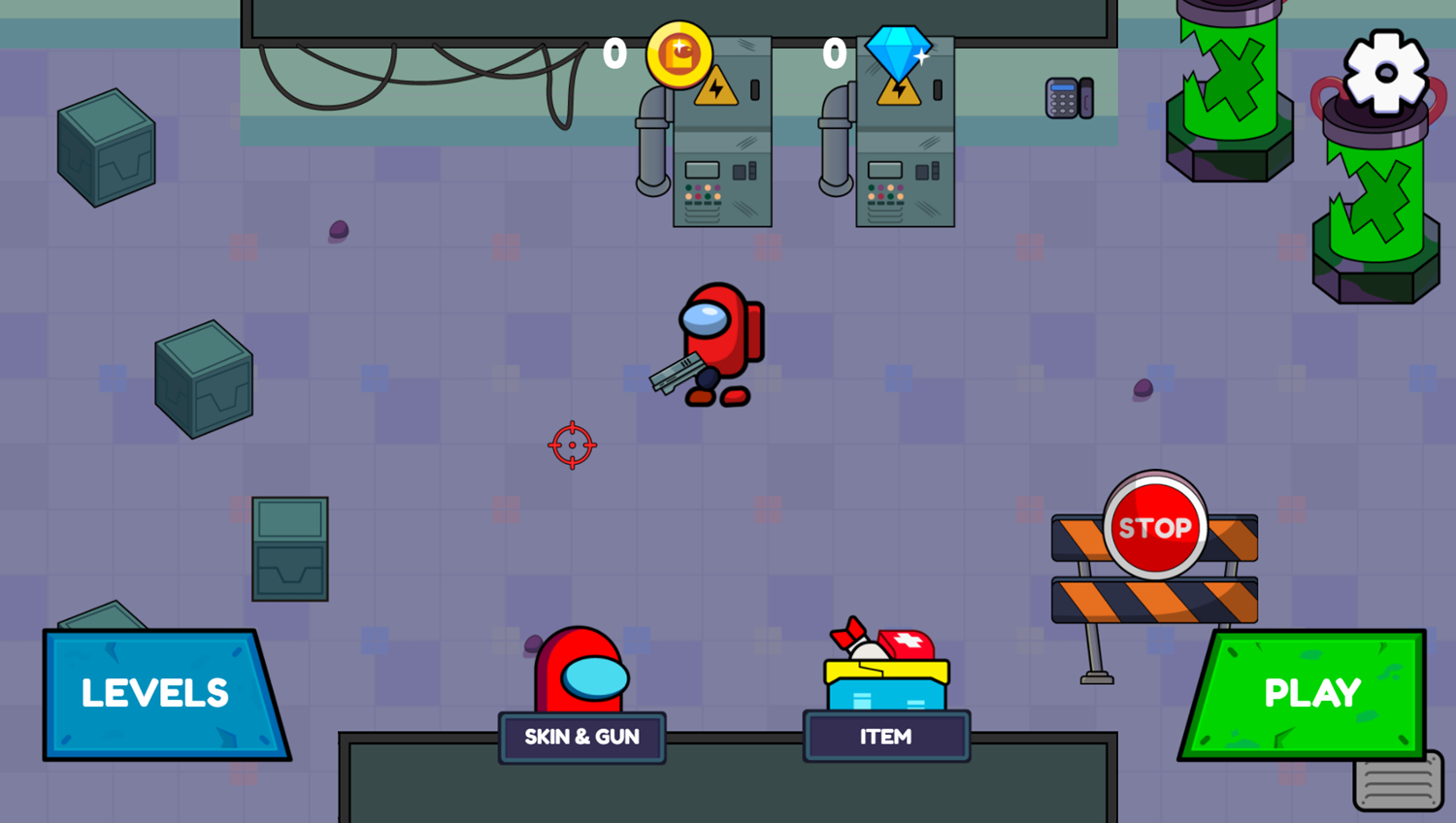 Impostor vs Zombies Game Welcome Screen Screenshot.