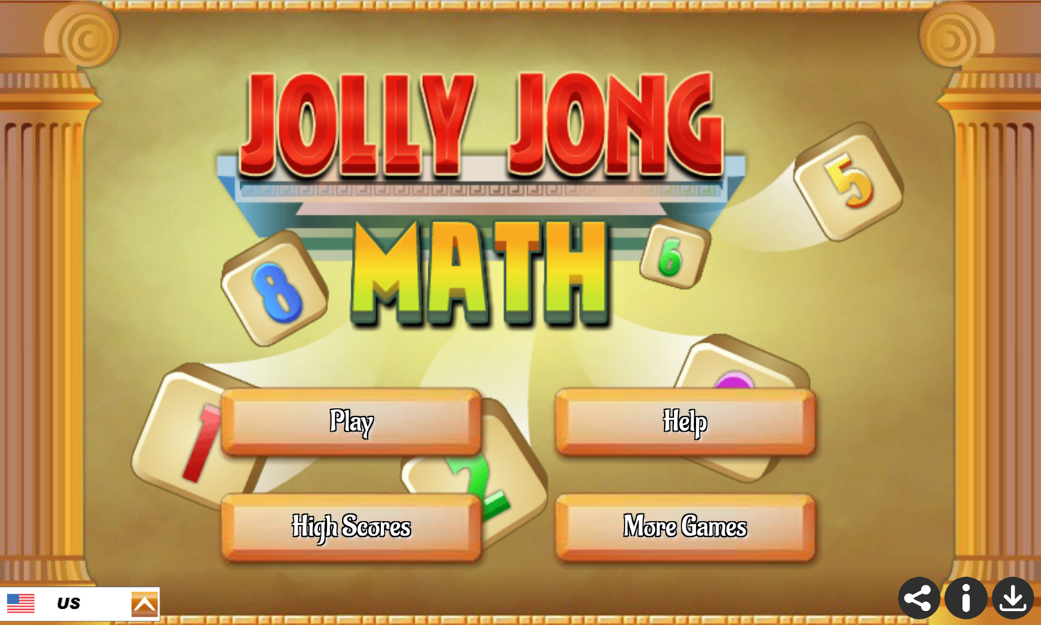 Jolly Jong Math Game Welcome Screen Screenshot.