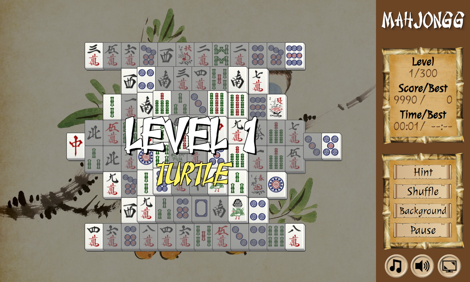 Mahjongg Game Level Start Screenshot.