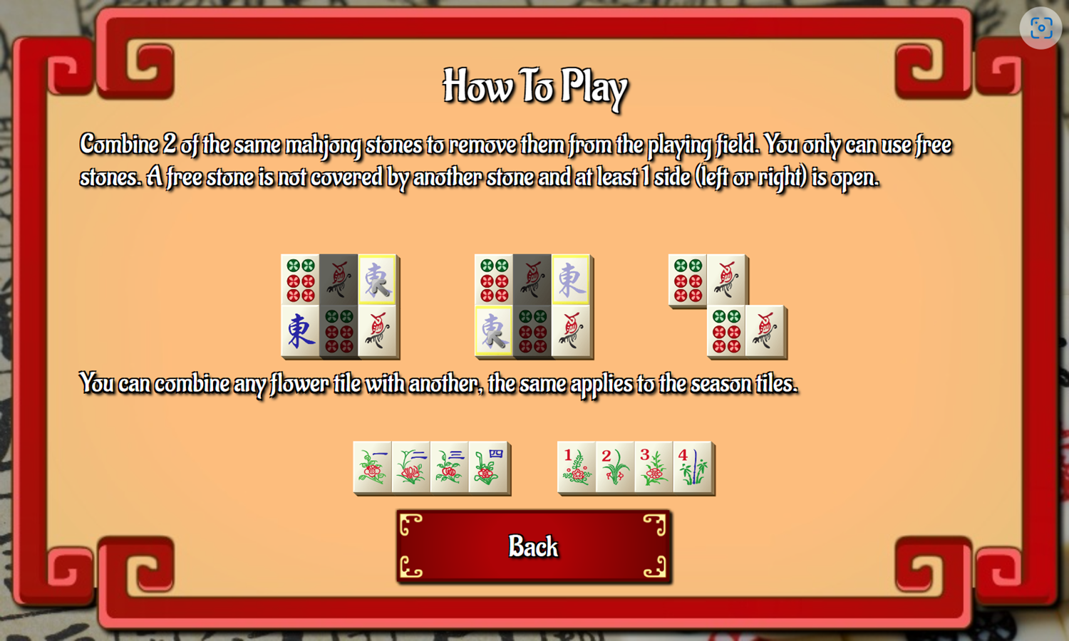 Mahjongg Shanghai Game How To Play Screenshot.