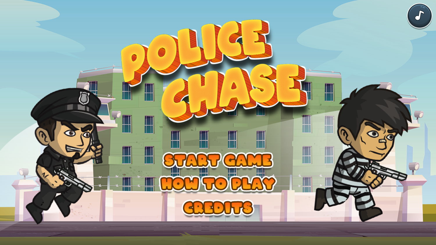 Police Chase Game Welcome Screen Screenshot.
