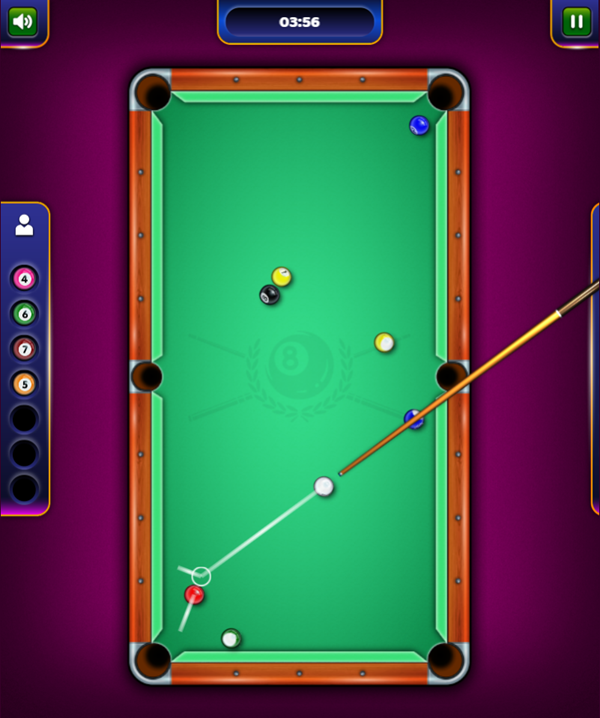 Pool 8 Ball Mania Game Play Screenshot.