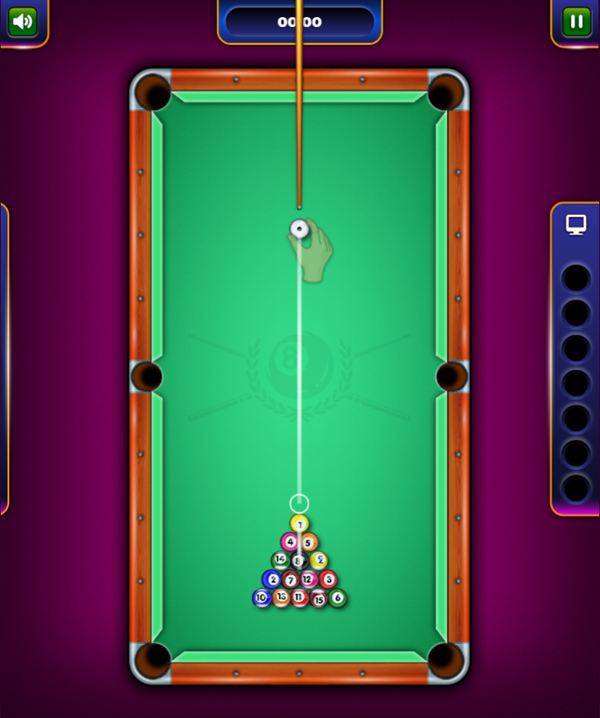 Pool 8 Ball Mania Game Start Screenshot.