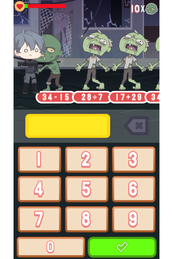 Zombie Number Closer Zombies Game Screenshot.