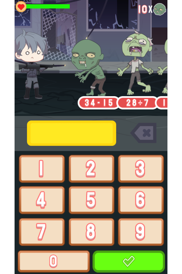 Zombie Number Mixed Operations Game Screenshot.