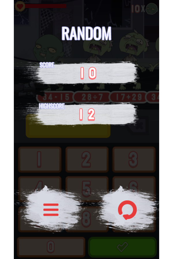 Zombie Number Game Over Score Screenshot.