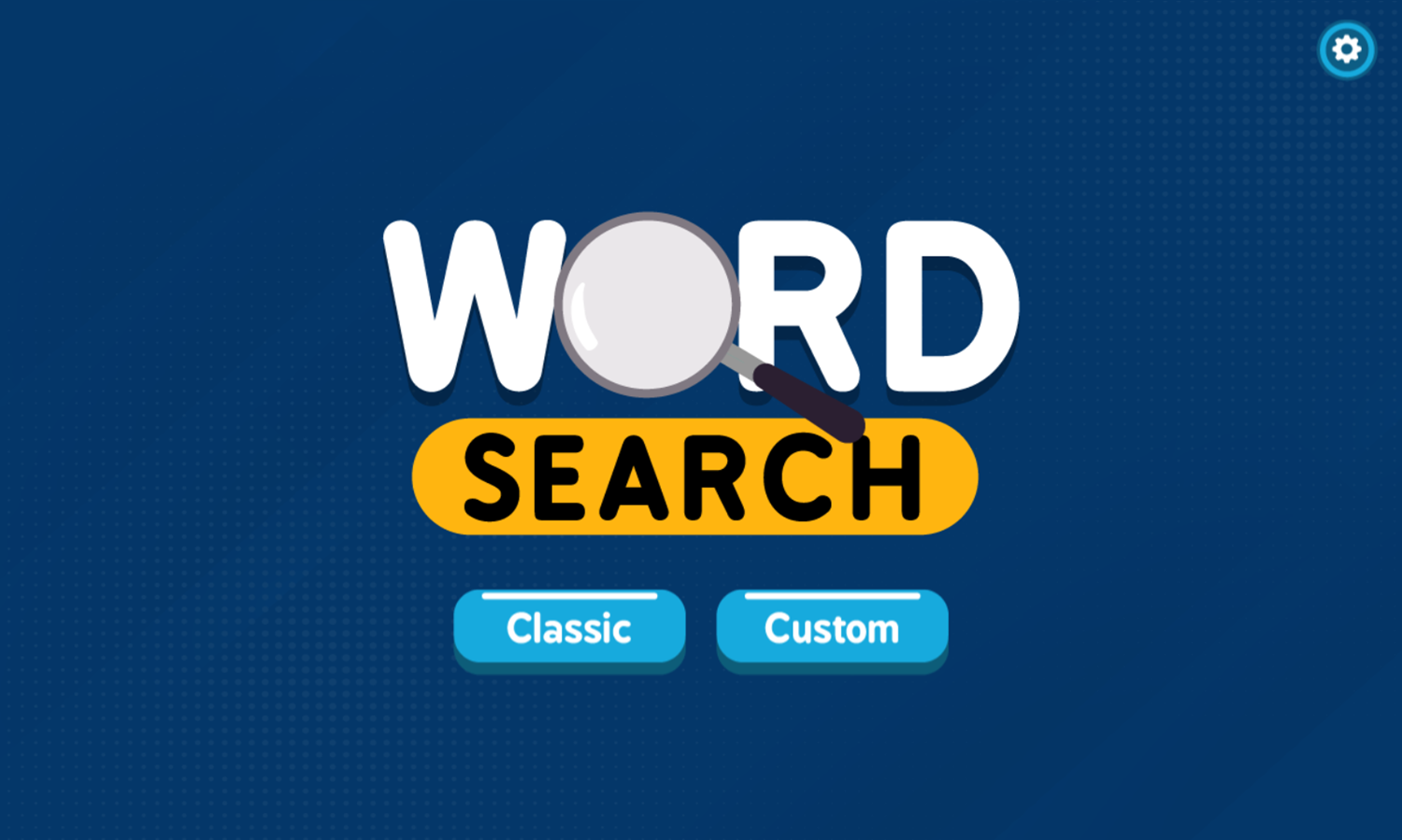 2 Player Word Search Game Welcome Screen Screenshot.