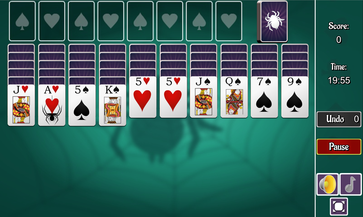 2 Suits Spider Solitaire Game Deal Screenshot.