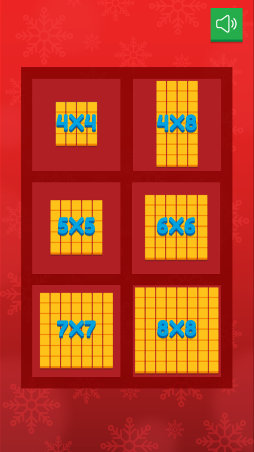2048 Christmas Game Board Size Select Screen Screenshot.