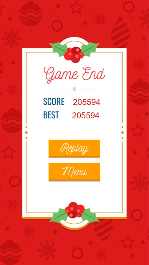 2048 Christmas Game Over Screen Screenshot.