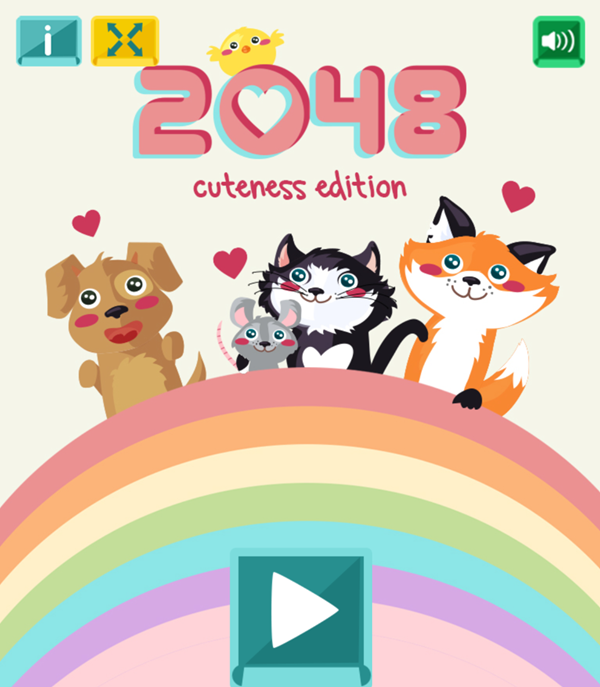 2048 Cuteness Edition Game Welcome Screen Screenshot.