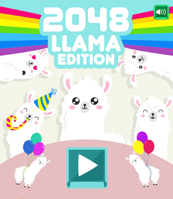 2048 Llama Edition Game Welcome Screen Screenshot.