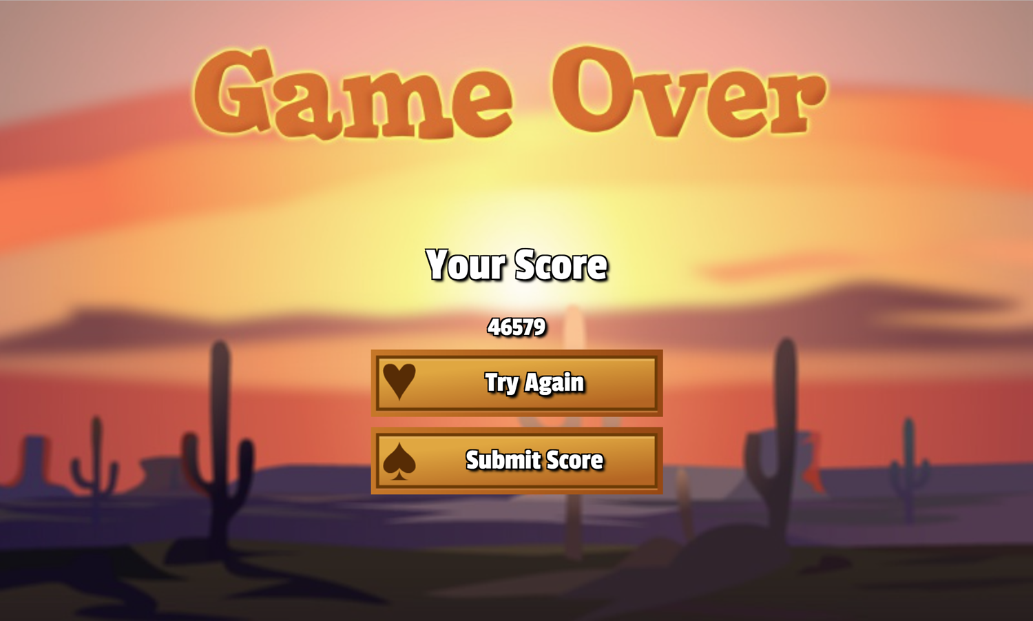 3 Keys Solitaire Game Over Screen Screenshot.