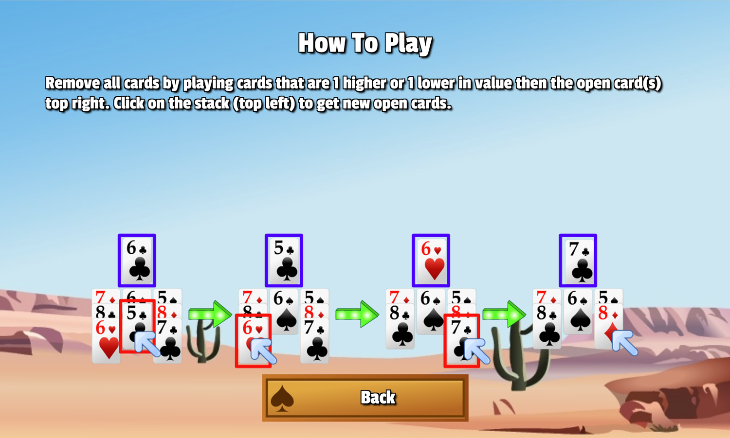 3 Keys Solitaire Game How to Play Screen Screenshot.