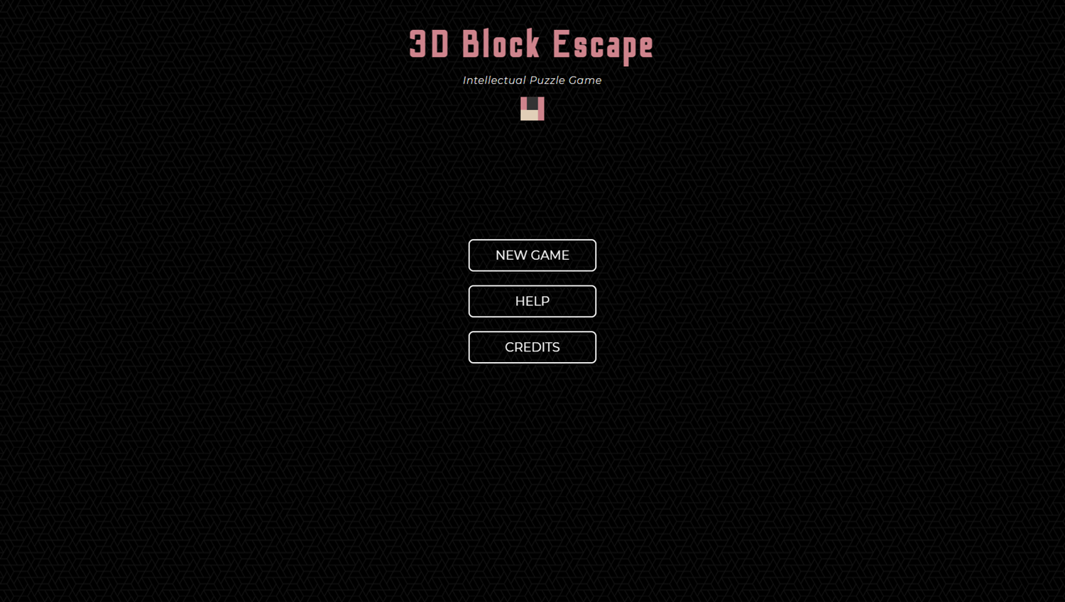 3D Block Escape Game Welcome Screen Screenshot.