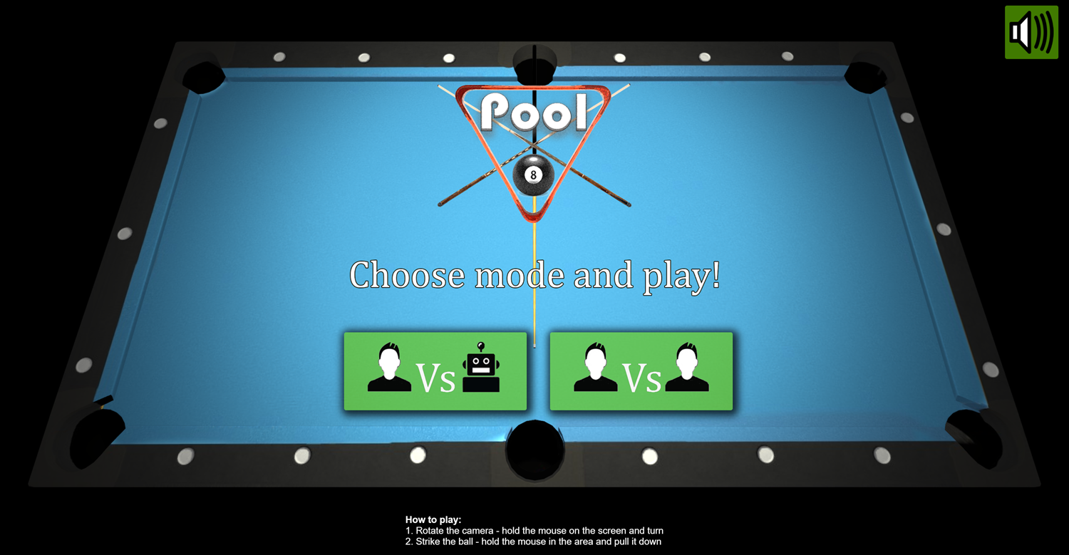 3D Pool Game Welcome Screenshot.