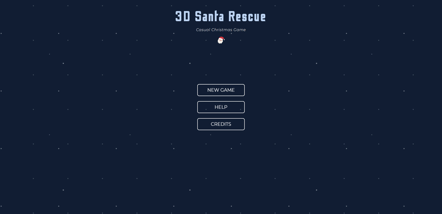 3D Santa Rescue Game Welcome Screen Screenshot.