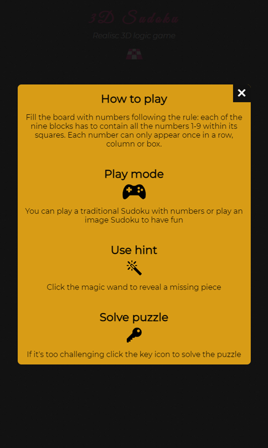 3D Sudoku Game How To Play Screenshot.