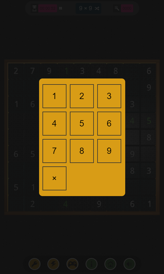 3D Sudoku Game Input Number Screenshot.