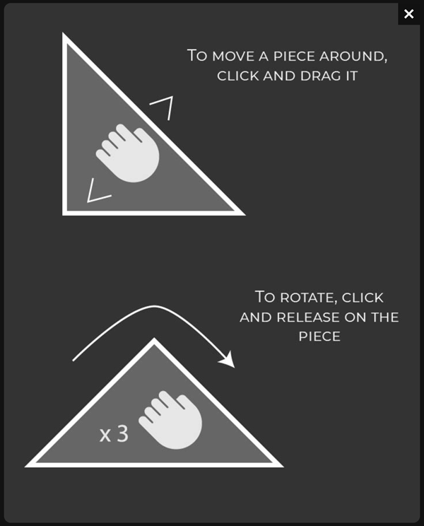 3D Tangram Puzzles Game Instructions Screenshot.