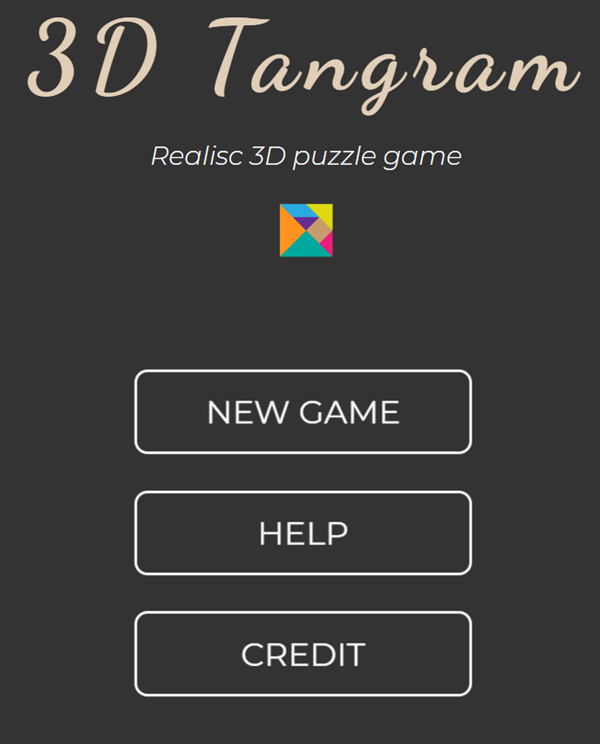 3D Tangram Puzzles Welcome Screen Screenshot.