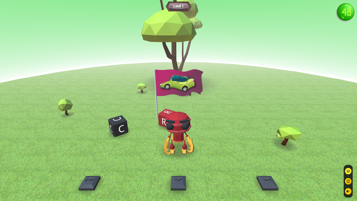 3D Vehicle Words Game Level Start Screenshot.