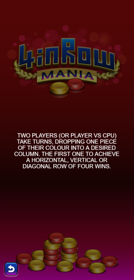 4 In a Row Mania Game How To Play Screenshot.