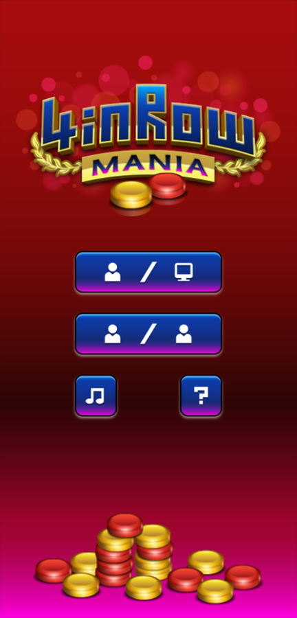 4 In a Row Mania Game Welcome Screen Screenshot.