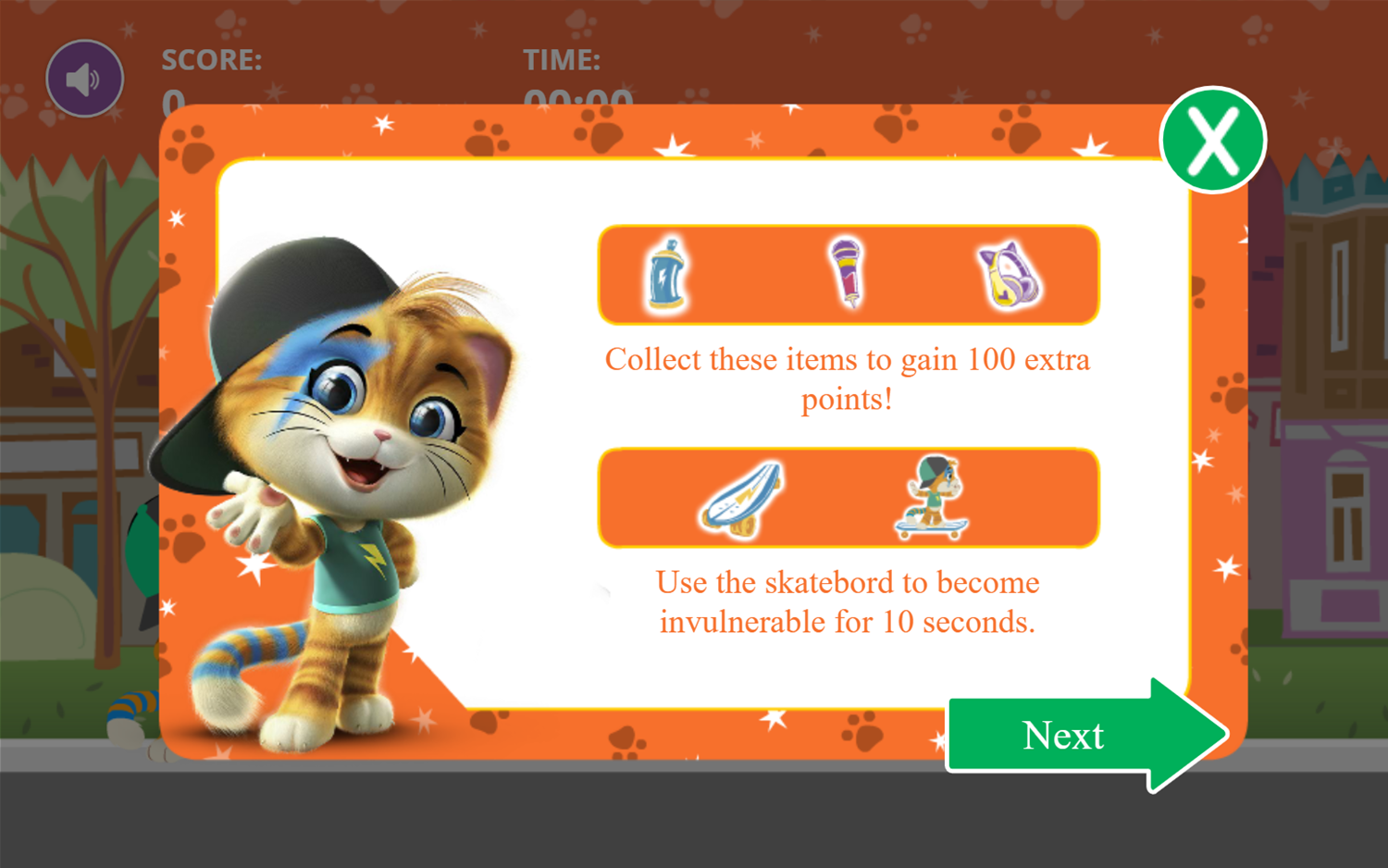 44 Cats Game Instructions Screenshot.