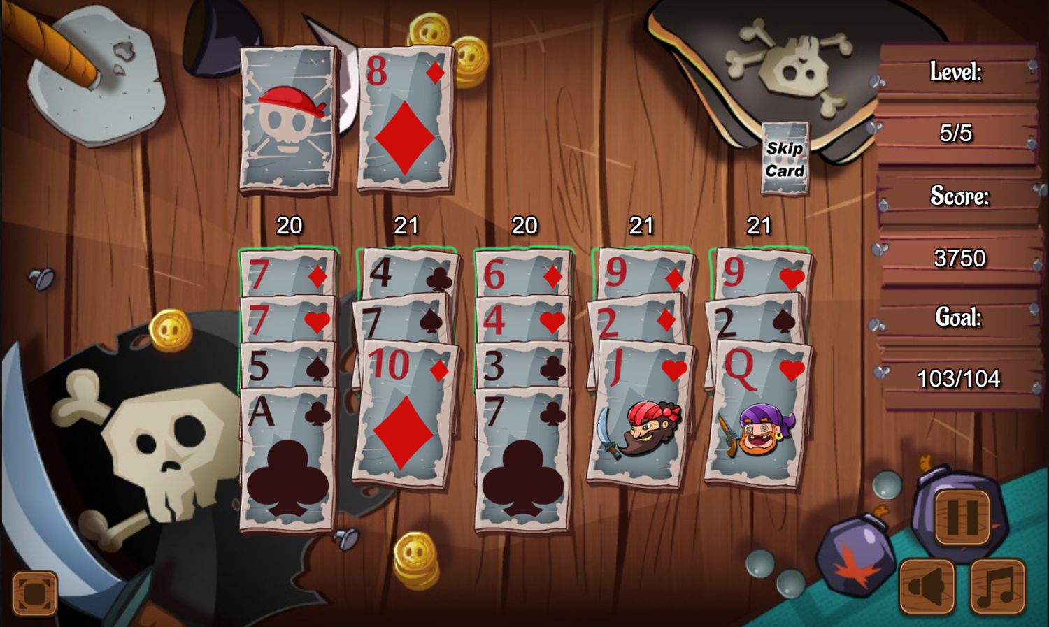 5 Stack Blackjack Game Final Level Screenshot.