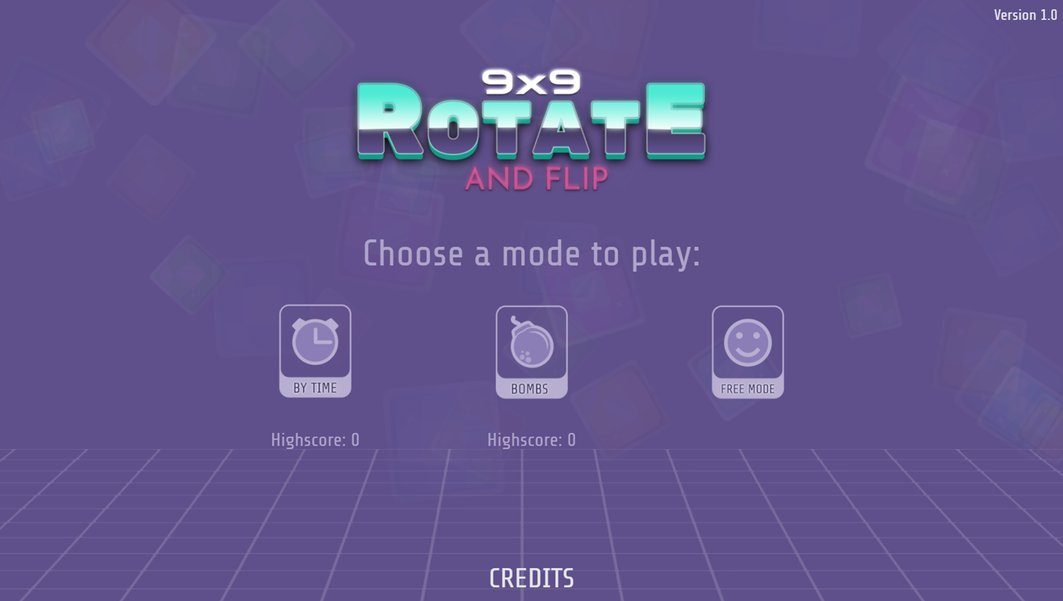 9x9 Rotate and Flip Game Menu Screenshot.
