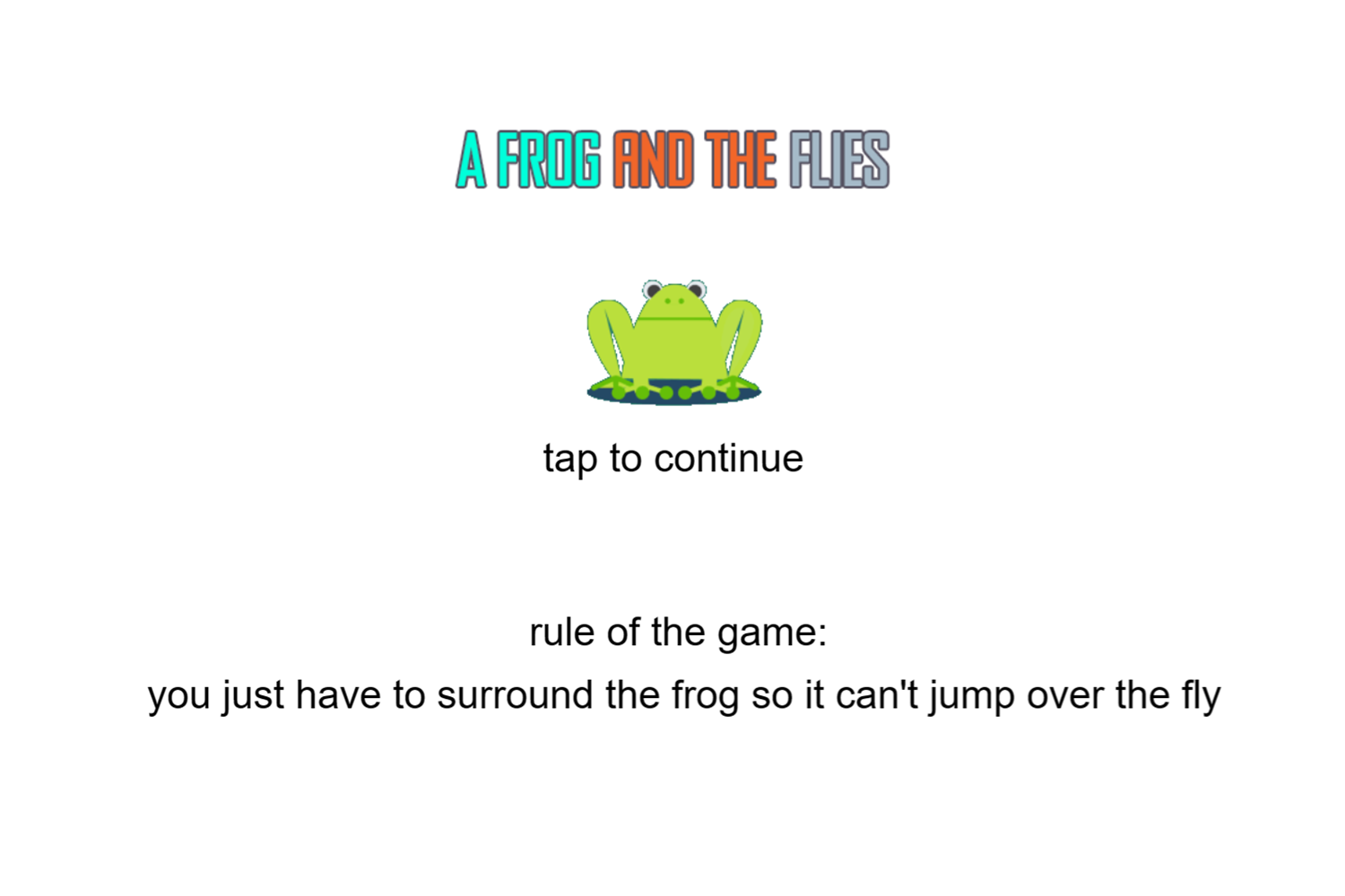 A Frog And The Flies Game Welcome Screen Screenshot.