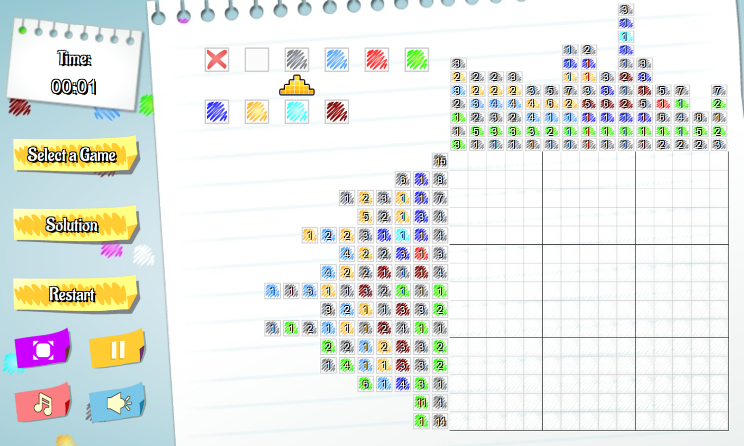 A Nonogram a Day Game Puzzle Start Screenshot.