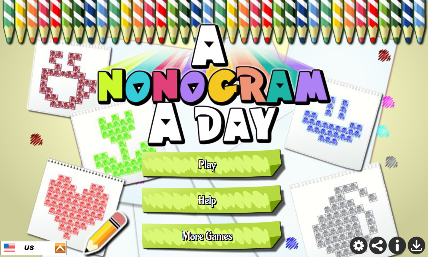 A Nonogram a Day Game Welcome Screen Screenshot.
