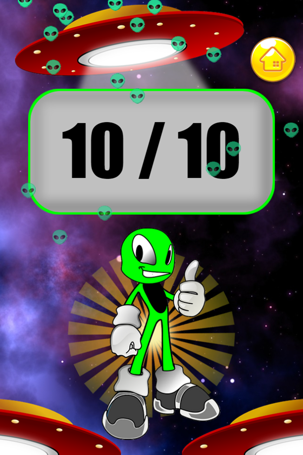 Addition Alien Game Score Screenshot.