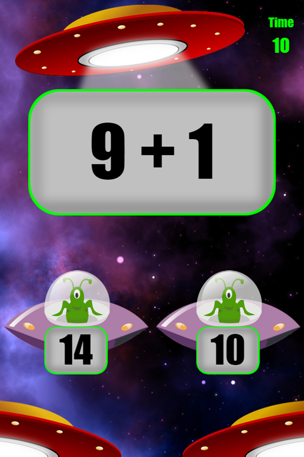 Addition Alien Game Start Screenshot.