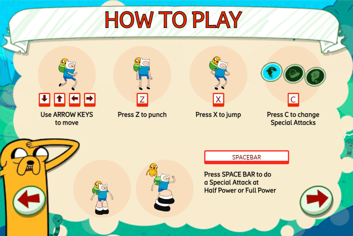Adventure Time Break the Worm Gameplay Instructions Screenshot.