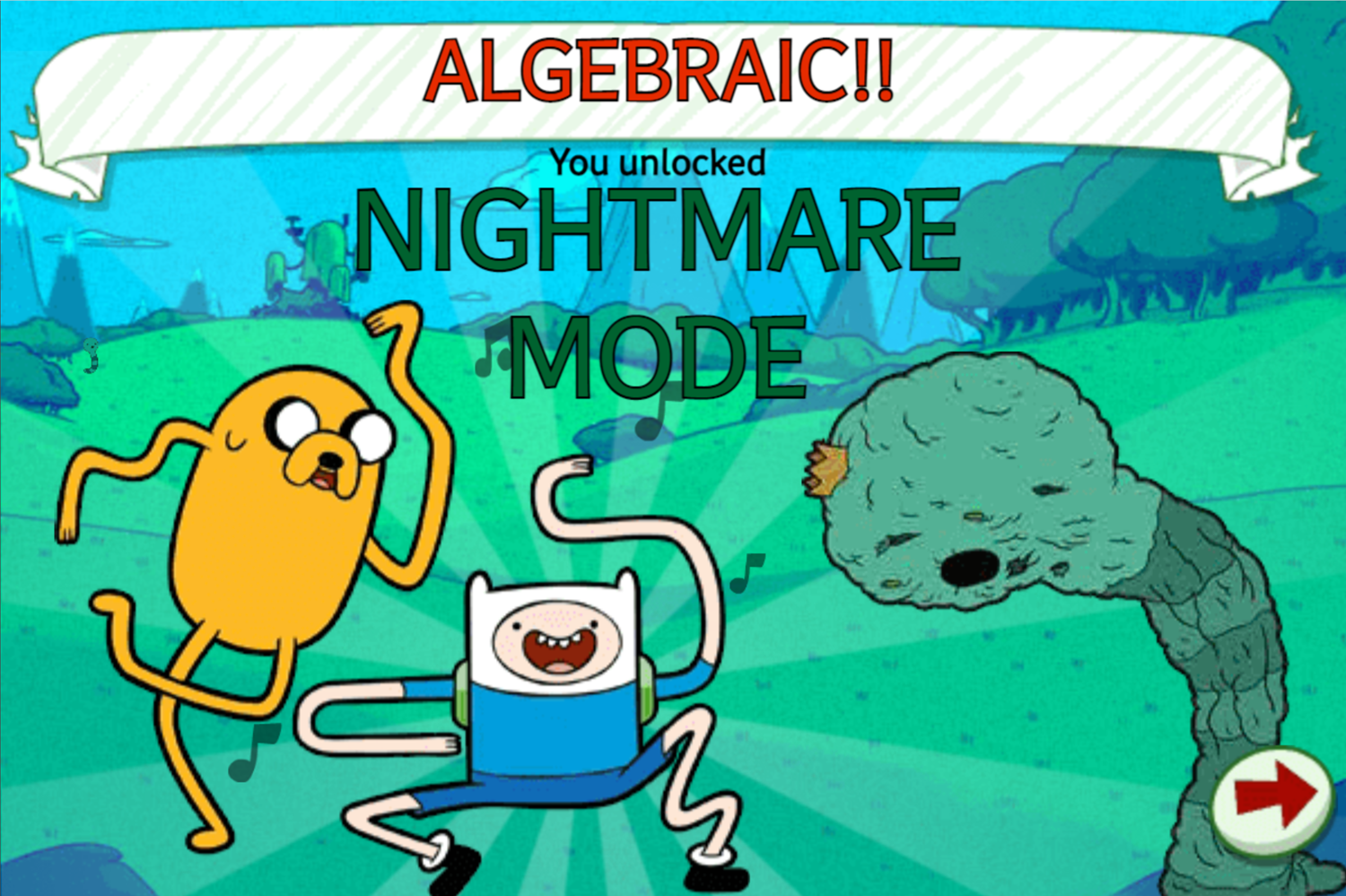 Adventure Time Break the Worm Nightmare Mode Unlocked Screenshot.