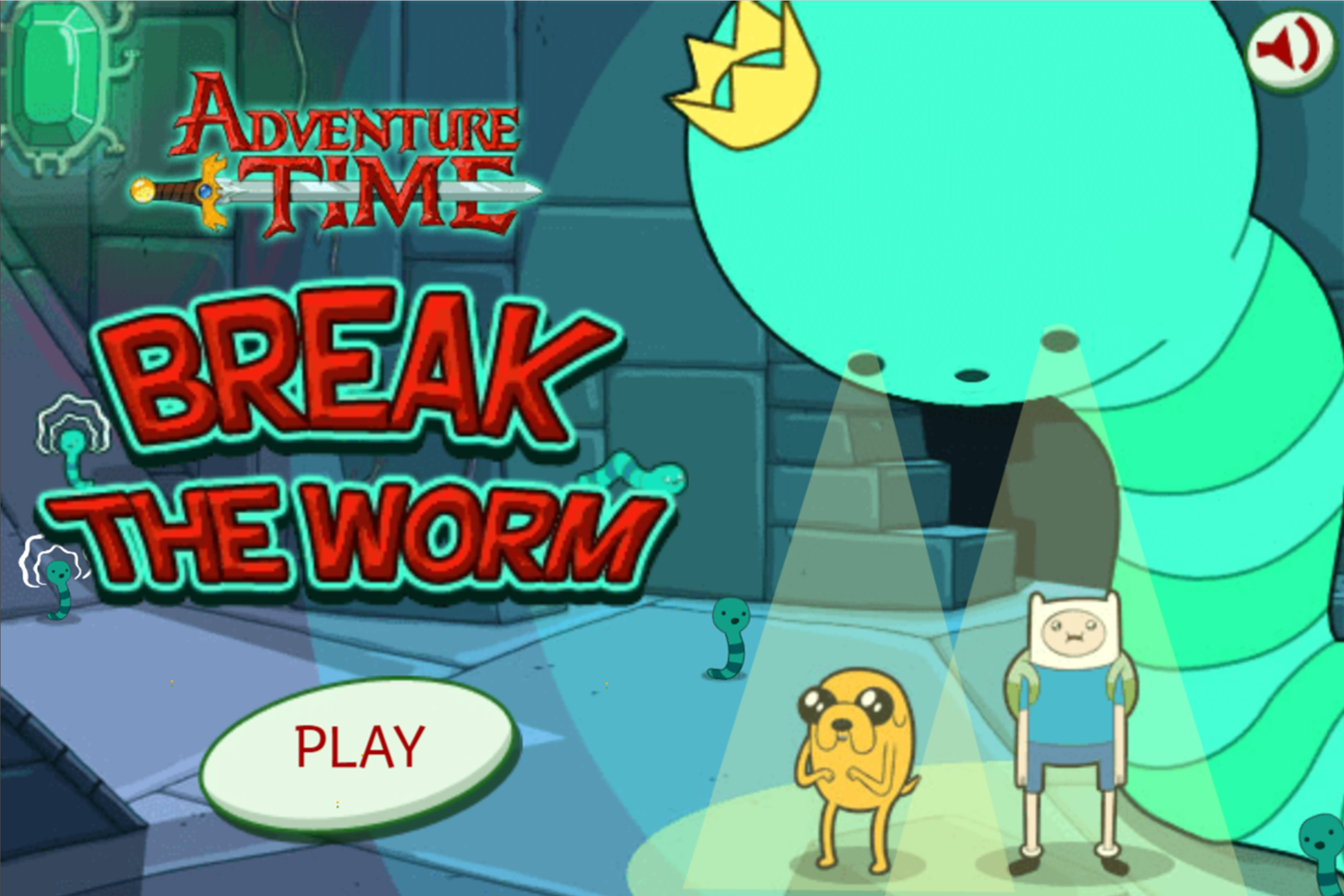 Adventure Time Break the Worm Welcome Screen Screenshot.