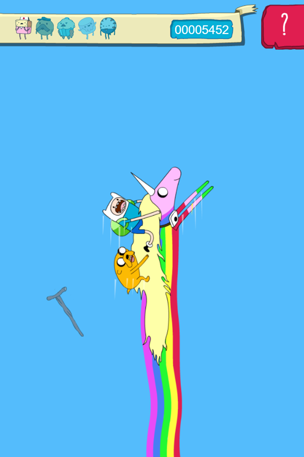 Adventure Time Candy Dive Game Rainicorn Lift Screenshot.