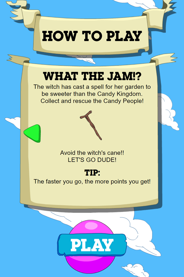 Adventure Time Candy Dive Game Witch's Cane Screenshot.