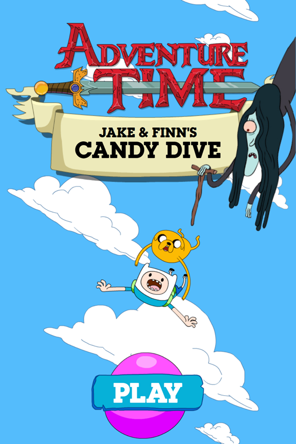 Adventure Time Candy Dive Game Welcome Screen Screenshot.