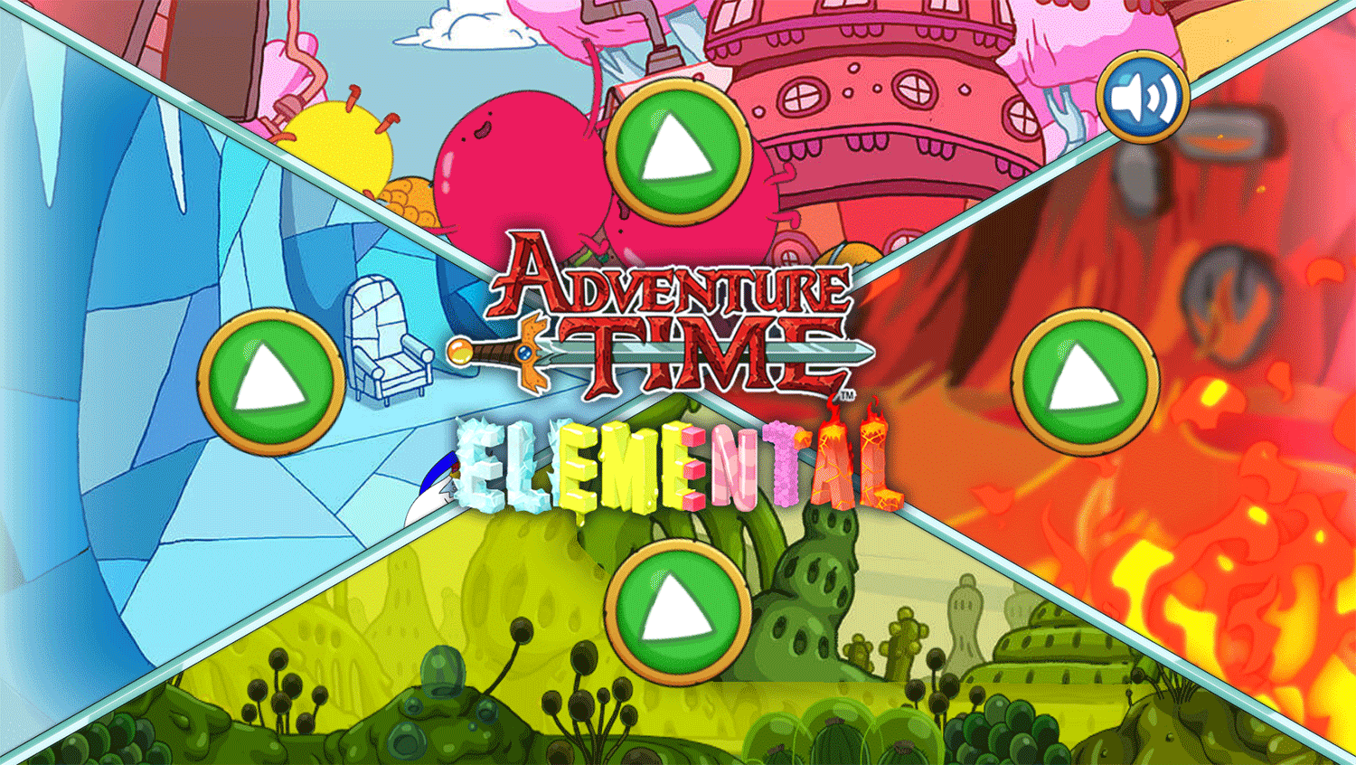 Adventure Time Elemental Game Welcome Screen Screenshot.