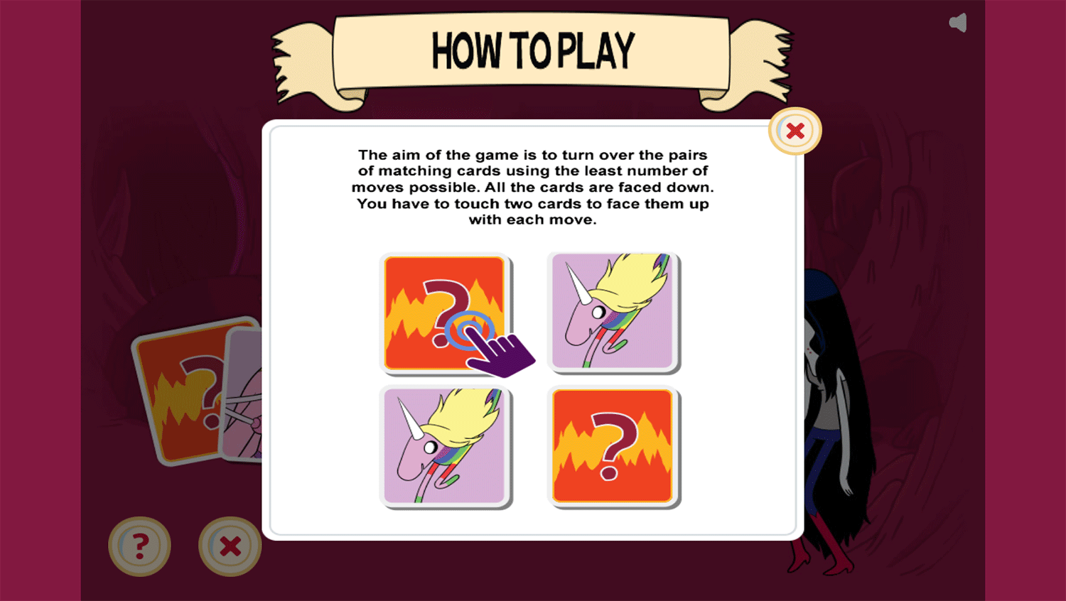 Adventure Time Fangs for the Memories Game How To Play Screenshot.