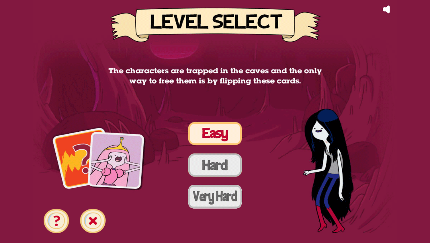 Adventure Time Fangs for the Memories Game Level Select Screenshot.