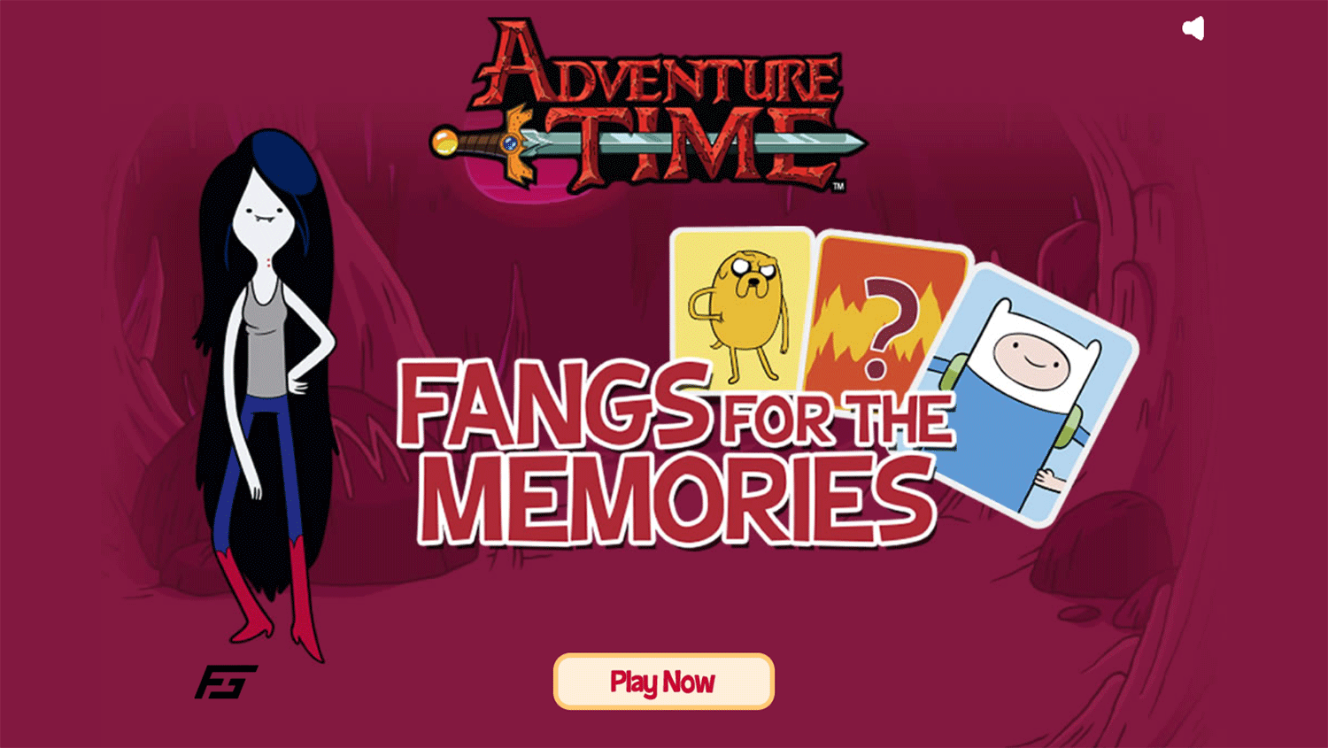 Adventure Time Fangs for the Memories Game Welcome Screen Screenshot.