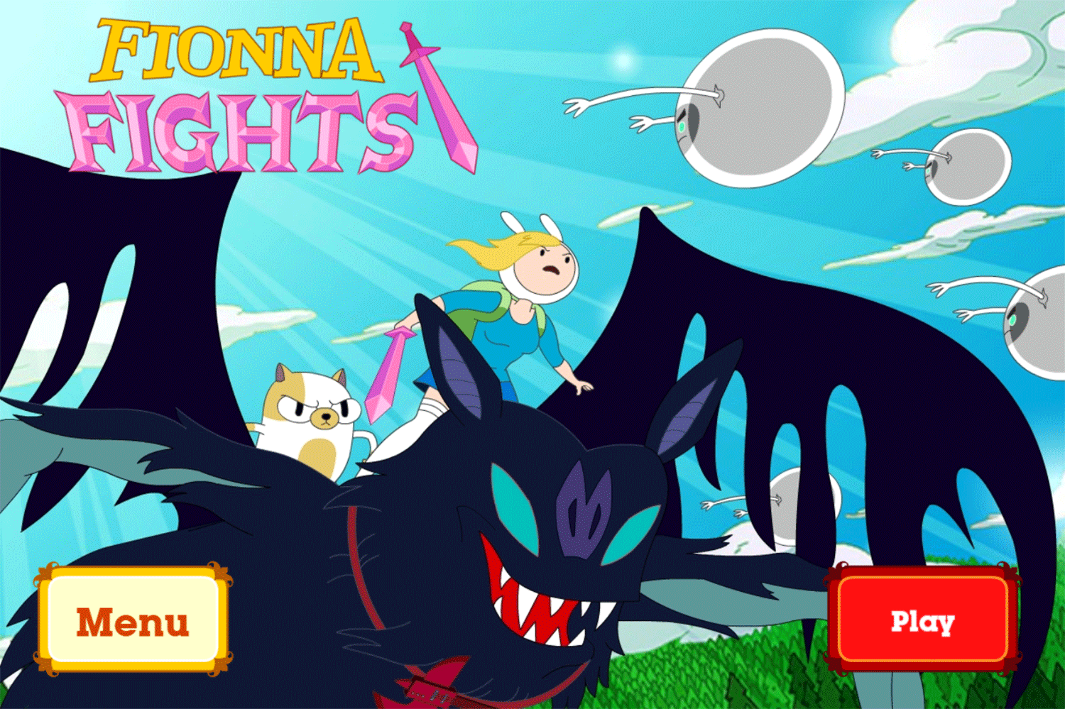 Adventure Time Fiona Fights Game Welcome Screen Screenshot.