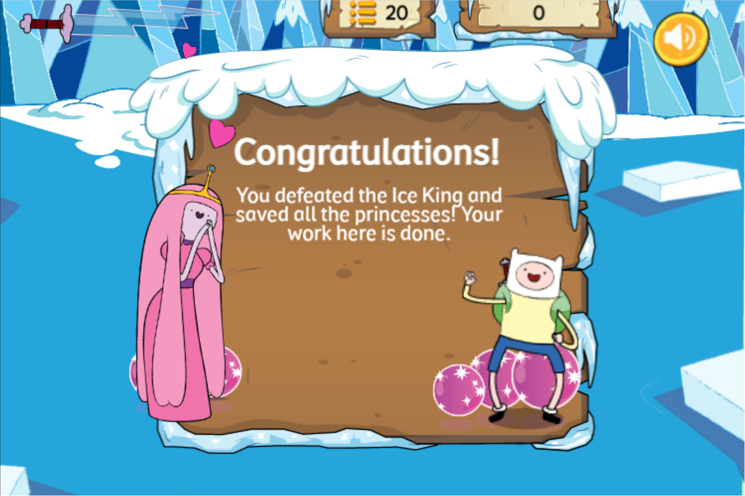 Adventure Time Frosty Fight Game Beat Screenshot.